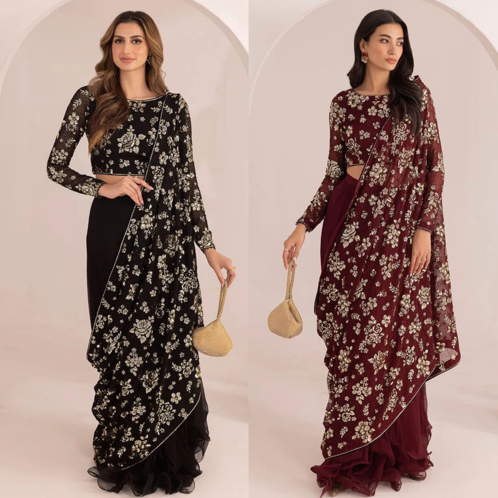 JAZMIN saree chiffon embroidered sequence