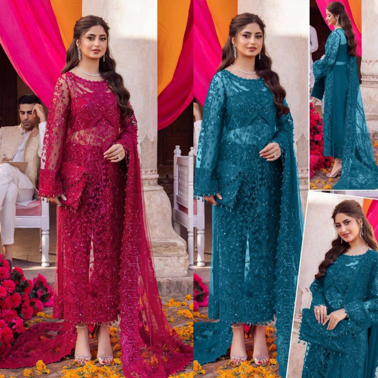 KANWAL MALIK net embroidered handwork