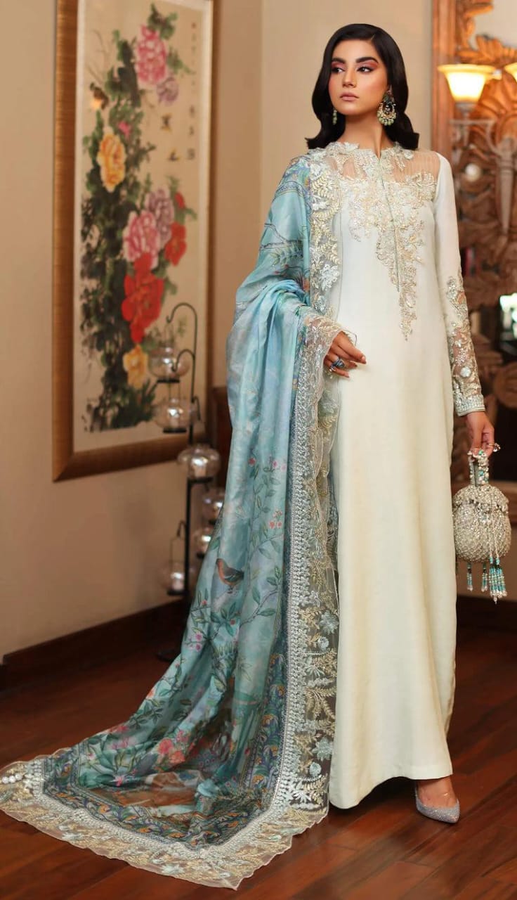 AZURE shamooz silk embroidered