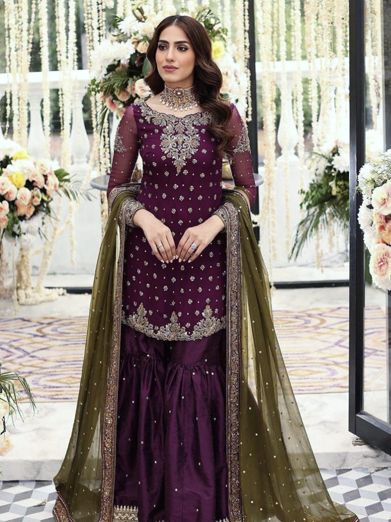 AISHA IMRAN chiffion embroidered gharara
