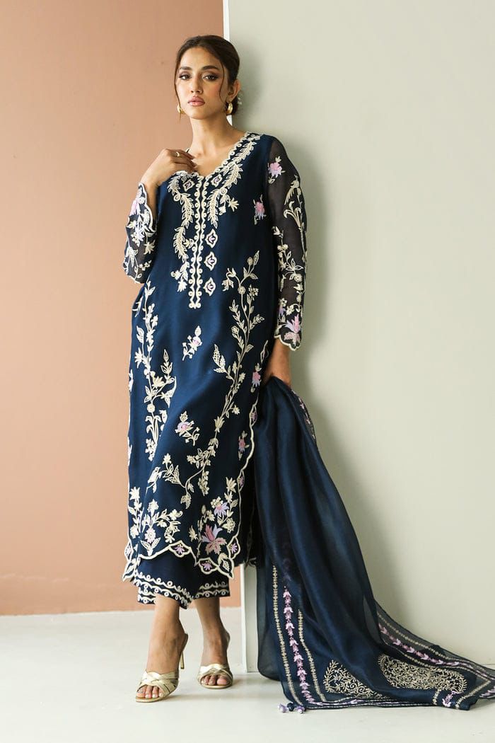 IZNIK shamooz silk embroidered hand embellished luxury unstitched 3pc