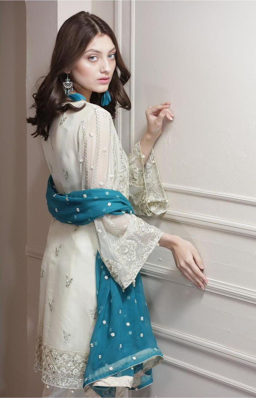 MARYUM & MARIA chiffon embroidered sequence unstitched 3pc