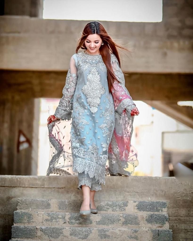 LAAM organza embroidered & stone work