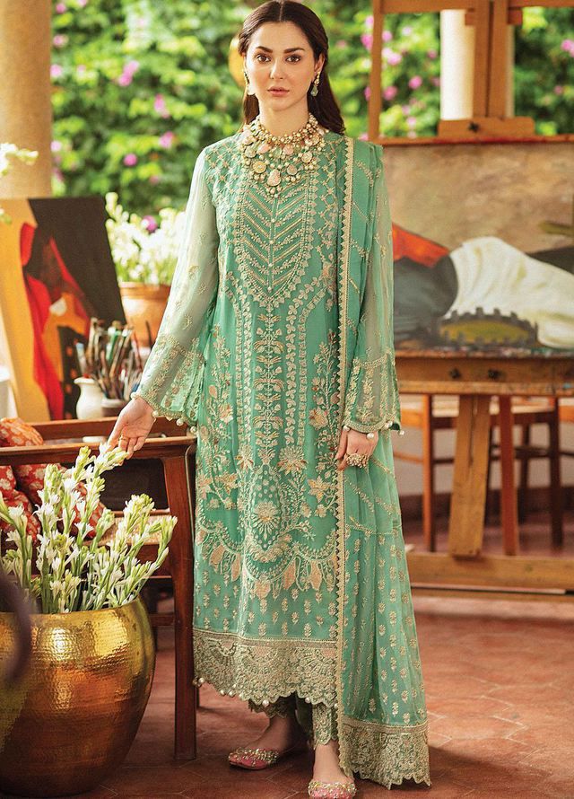 AFROZEH organza embroidered hand work