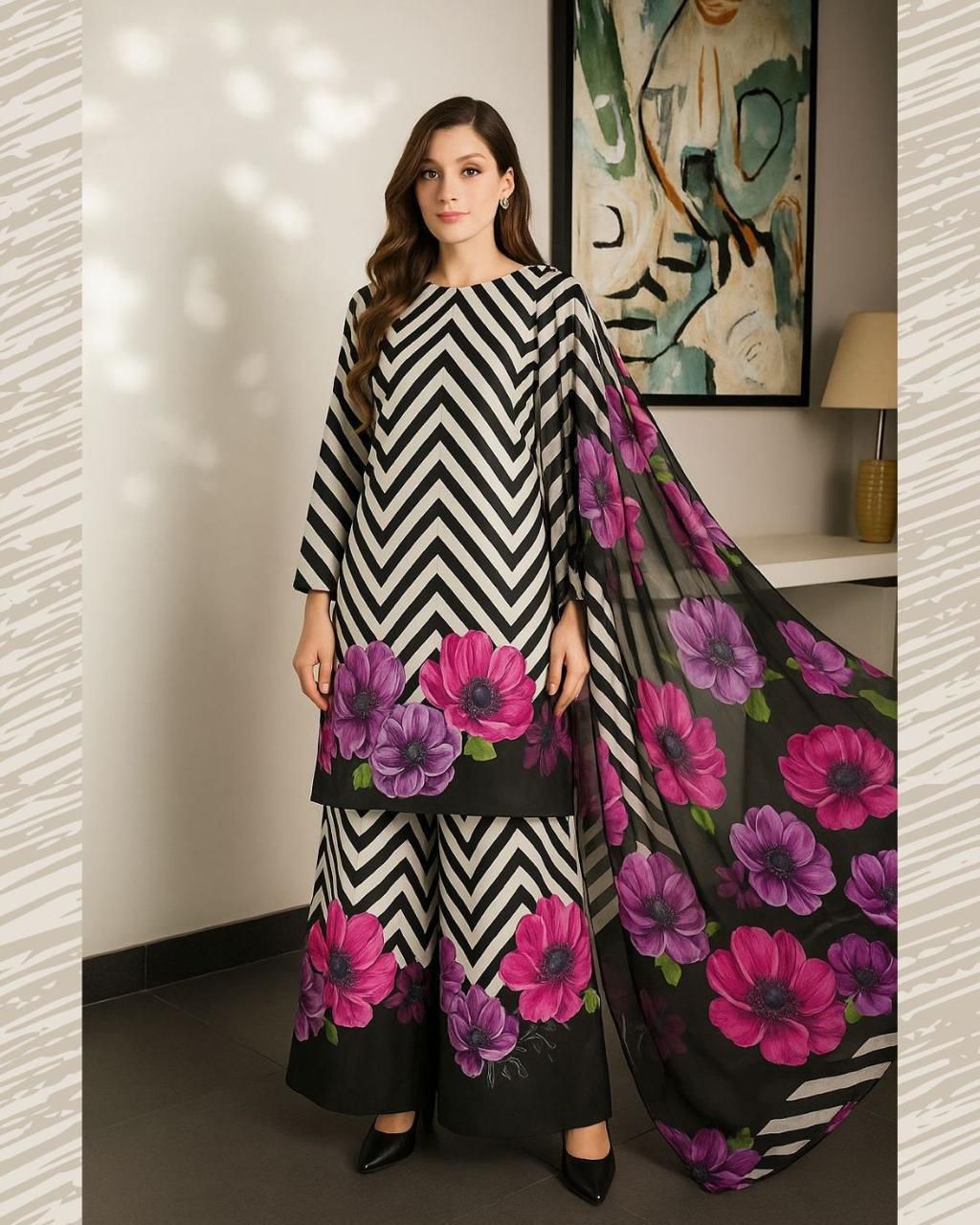 shamooz silk printed unstitched 3pc