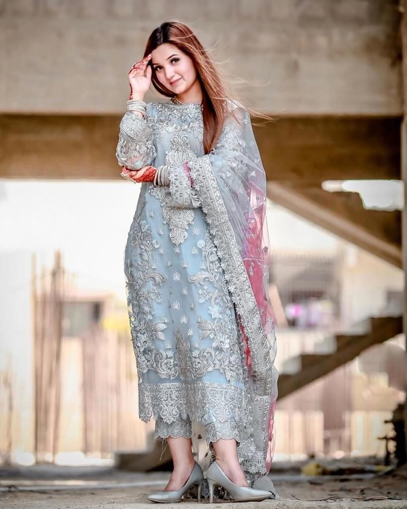 LAAM organza embroidered & stone work