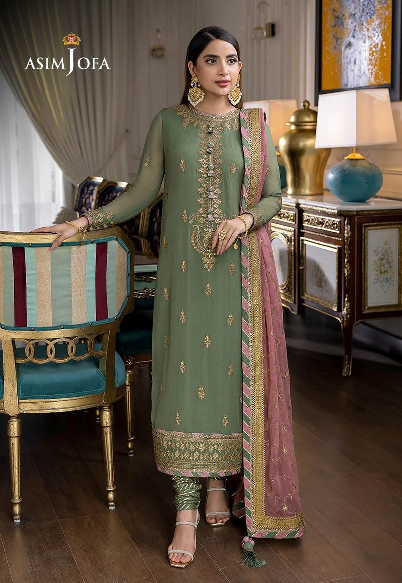 ASIM JOFA chiffon embroidered sequence luxury unstitched 3pc