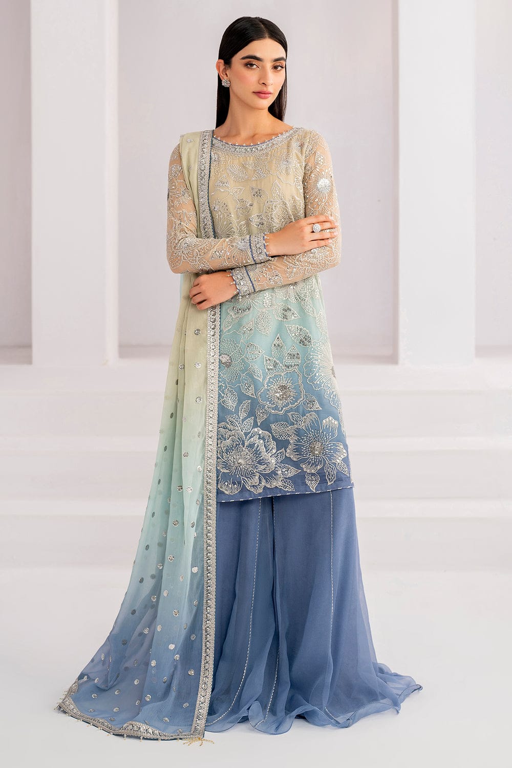 JAZMIN chiffon embroidered sequence luxury unstitched 3pc