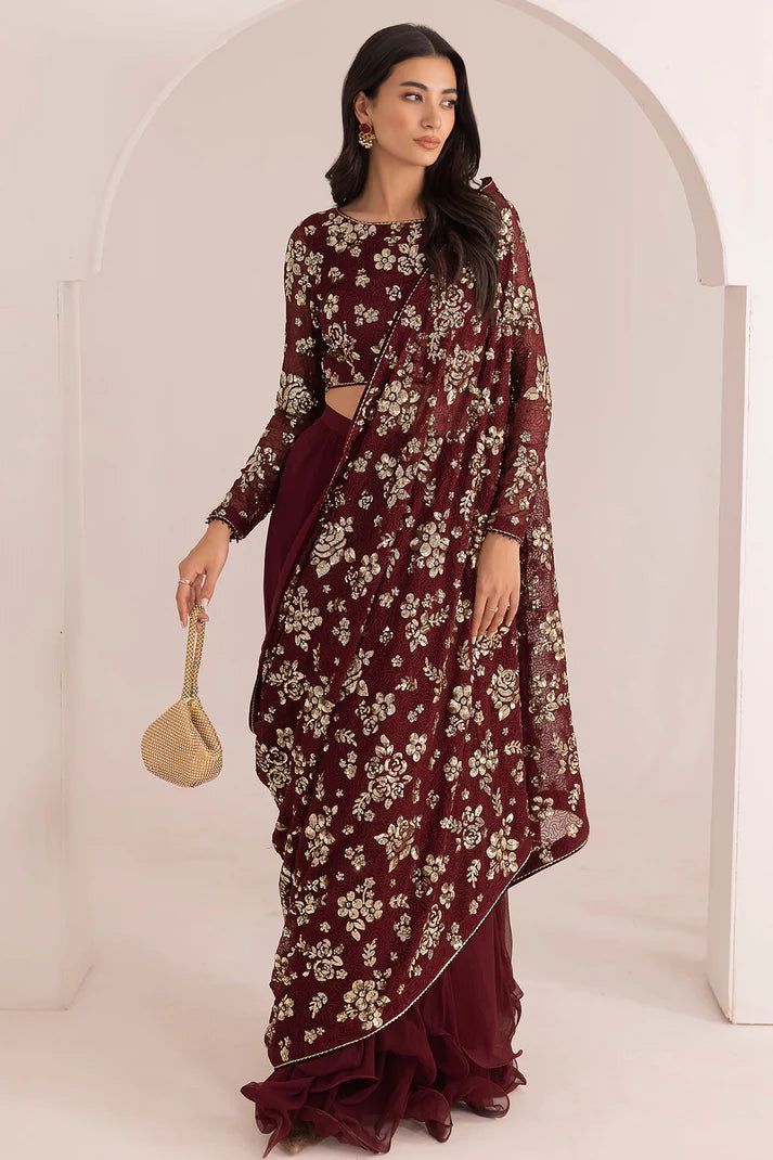 JAZMIN saree chiffon embroidered sequence