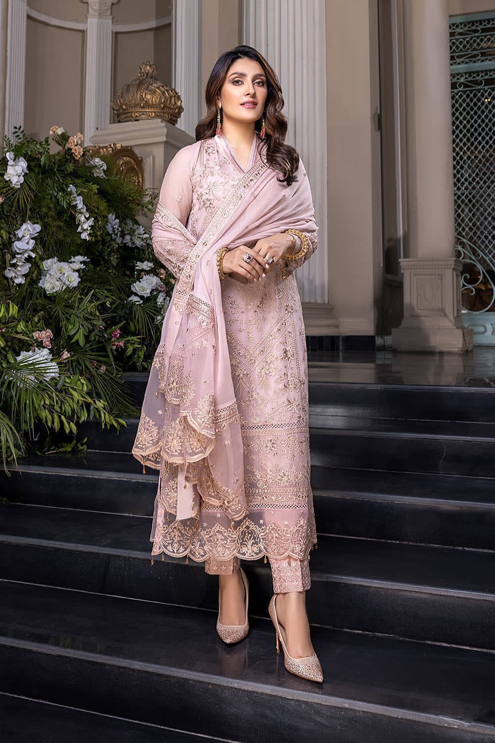 AZURE chiffon embroidered