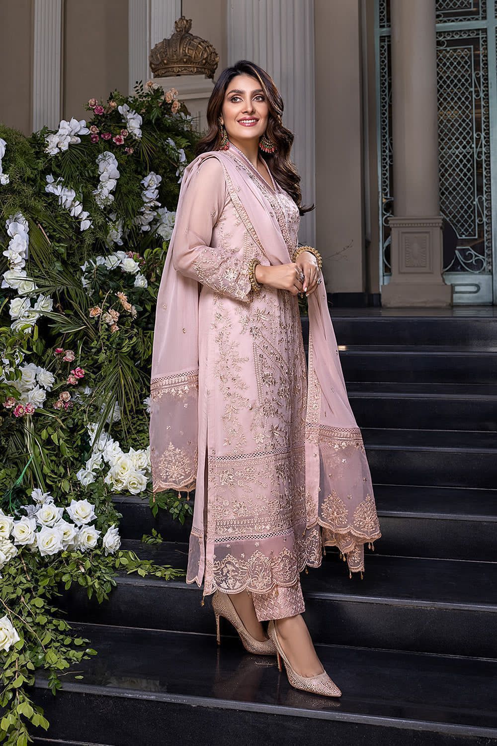 AZURE chiffon embroidered