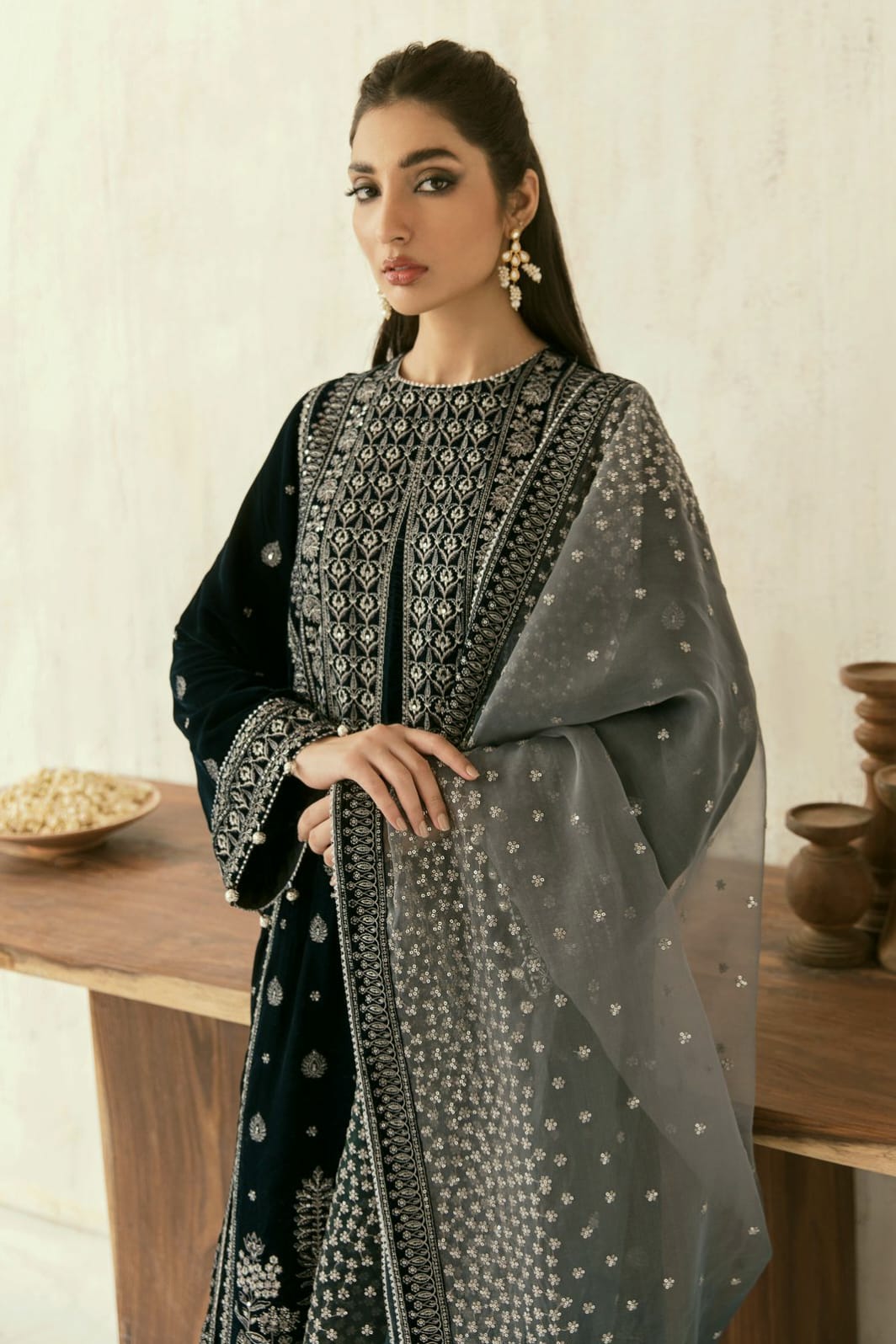 Velvet embroidered sequence luxury